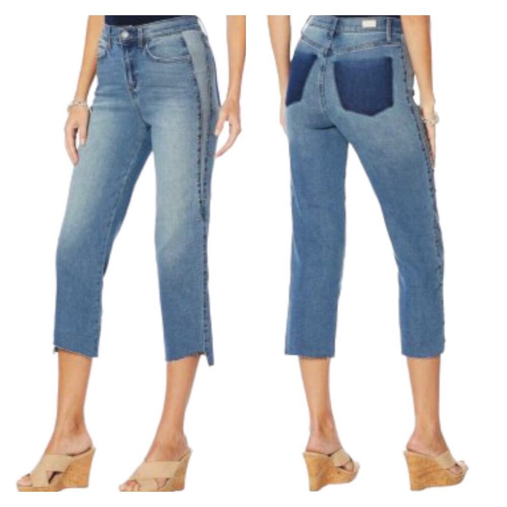 NWT Skinnygirl Plus Sydney Two-Tone Studded Cropped Straight Jean Size 24W 3X